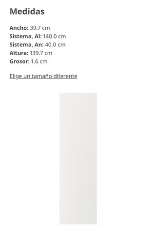 Puerta VEDDINGE IKEA blanca 40x140 cm