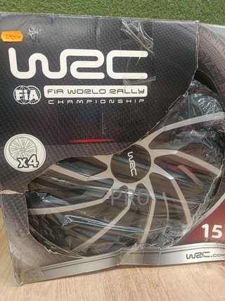 WRC 007598 4 Tapacubos 15 Pulgadas, Turbo Bicolor Negro y Gris