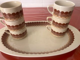 Vajilla Vintage porcelana Beige y Marrón