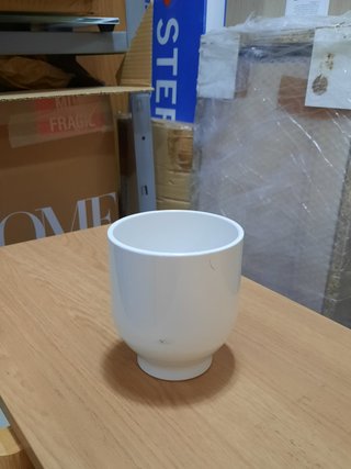 Maceta cerámica blanca brillante mediana