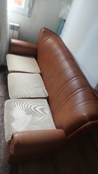 Sofá antiguo tela y piel