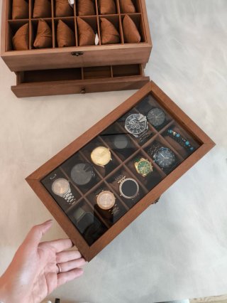 Scatola porta orologi in legno con cassetto