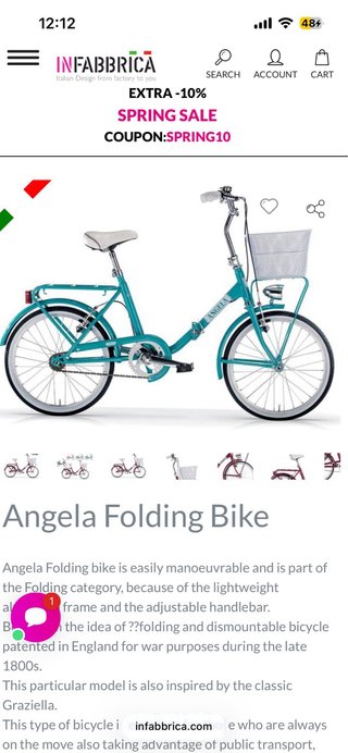 Bicicleta Plegable Azul con Cesta