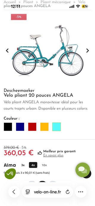 Bicicleta Plegable Azul con Cesta