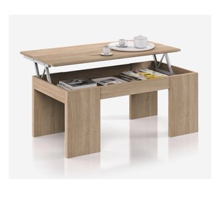 Mesa de centro elevable de color roble natural