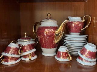 Juego de café porcelana y metal