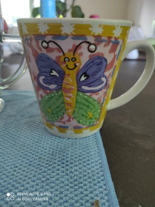 Set 4 Tazze Ceramica Vetro