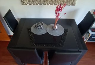 Mesa de comedor moderna cristal y madera