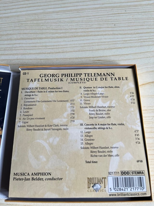 Telemann Tafelmusik 4 CD Brilliant Classics