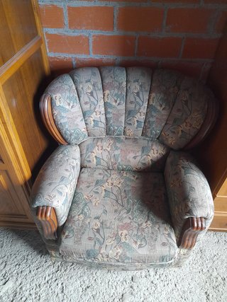 Divano 3+2 posti in tessuto e legno