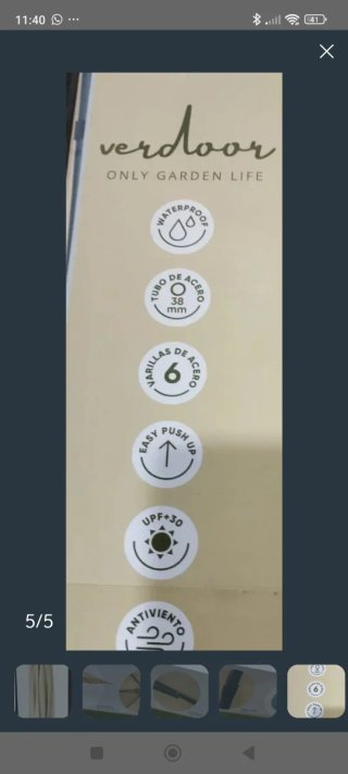 Sombrilla de jardín beige 3m sin usar