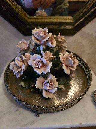 Porcelana Capodimonte antigua flores Napoles
