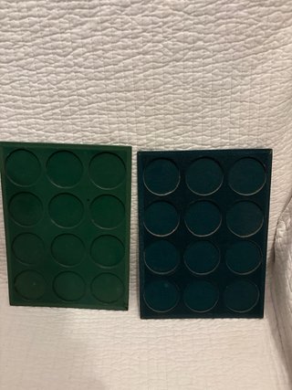 Bandeja para monedas verde y azul