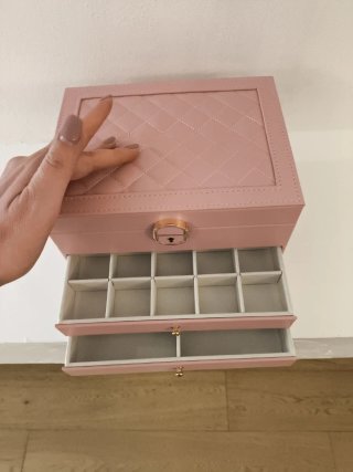 Portagioie grande rosa con 2 cassetti