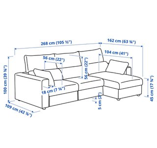 Sofá 3 plazas con chaiselongue IKEA