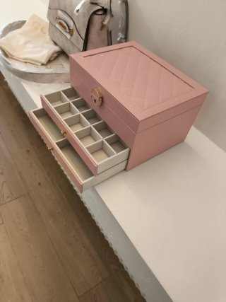 Portagioie grande rosa con 2 cassetti