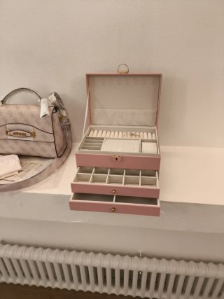 Portagioie grande rosa con 2 cassetti