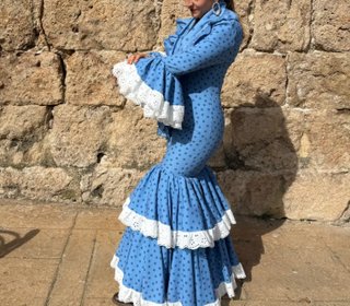 Traje Flamenca Azul Lunares