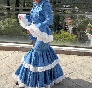 Traje Flamenca Azul Lunares