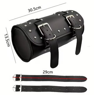 Bolsa Moto Custom Cuero Negra Tachuelas