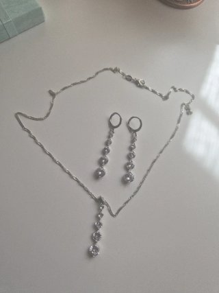 Conjunto Collar y Pendientes Brillantes plata 925