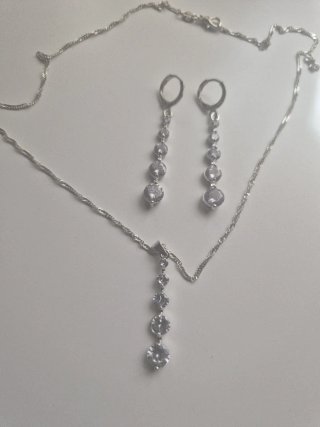 Conjunto Collar y Pendientes Brillantes plata 925