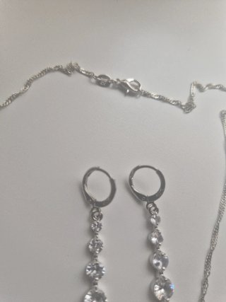 Conjunto Collar y Pendientes Brillantes plata 925