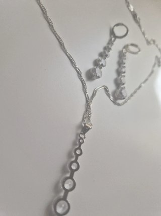 Conjunto Collar y Pendientes Brillantes plata 925