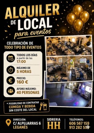 ¡Tu Evento en Leganés!Salón Privado en Sidrería HH