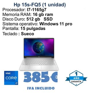 Hp 15s-FQ5 Portátil 16GB RAM 512GB SSD