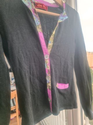 Cardigan Lisa C. nero con fantasia
