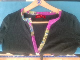 Cardigan Lisa C. nero con fantasia