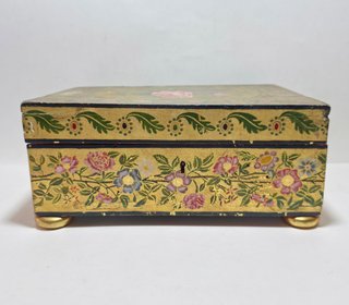 Antico Cofanetto Portagioie in Legno Dorato XIX S.