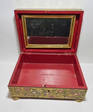Antico Cofanetto Portagioie in Legno Dorato XIX S.