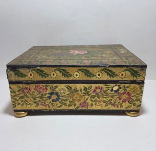 Antico Cofanetto Portagioie in Legno Dorato XIX S.