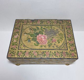 Antico Cofanetto Portagioie in Legno Dorato XIX S.