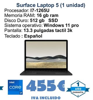 Surface Laptop 5 16GB RAM 512GB SSD
