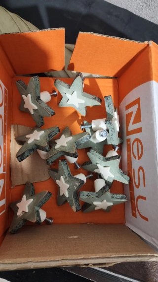 Tiradores estrellas verde madera