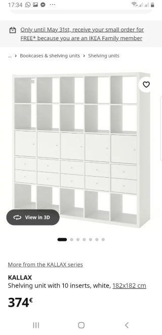 Scaffale Kallax Ikea con cassetti e ante