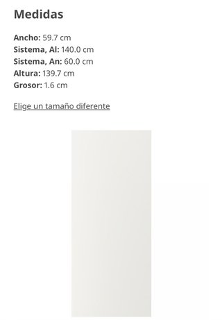 Puerta VEDDINGE IKEA blanca 60x140 cm