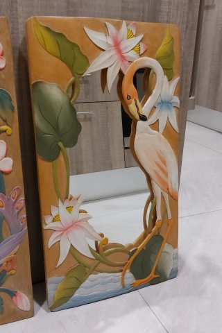 2 Espejos Madera Flores