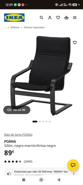 Sillón POÄNG IKEA Negro/Marrón