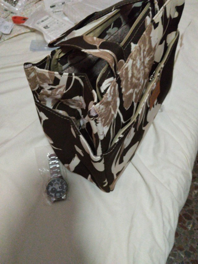 Bolso estampado floral Reloj plata