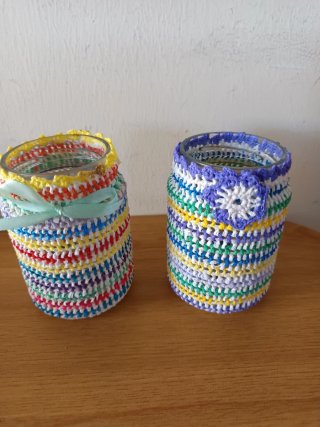 Porta lápices/vasos ganchillo multicolor