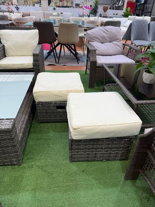 Conjunto Terraza Familiar Mimbre y Cristal