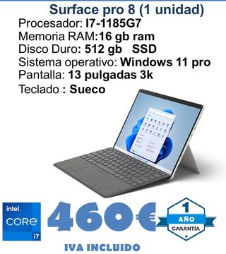Surface Pro 8 16GB RAM 512GB SSD