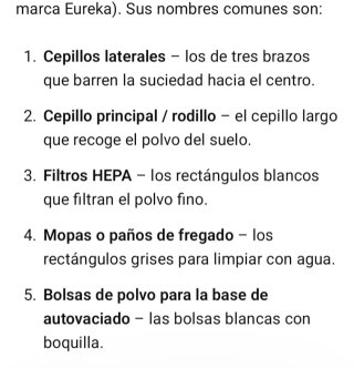 Repuestos aspiradora: cepillos, filtros, mopas