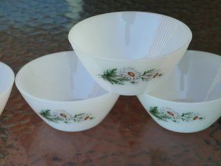 4 boles  vajilla Arcopal flores margaritas