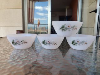 4 boles  vajilla Arcopal flores margaritas