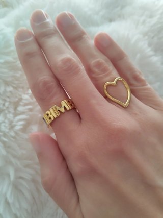 Pack 2 anillos mujer corazón y letras.